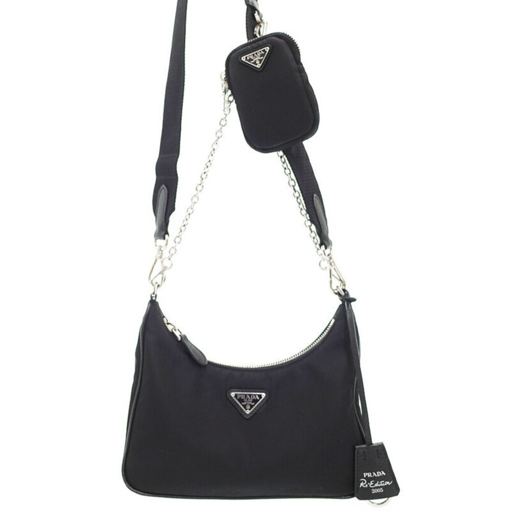 Prada Black Saffiano 2005 Shoulder Leather ReEdition Bag Chain - Picture 2 of 9